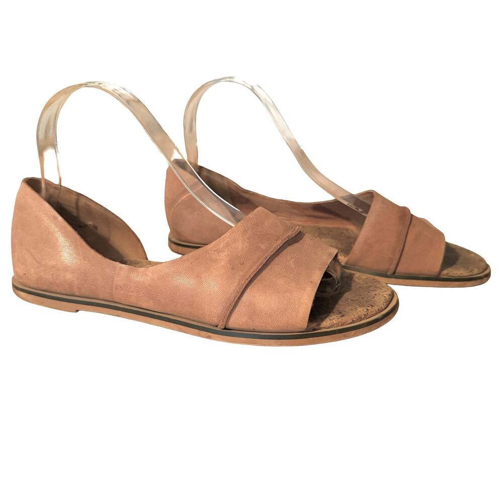 Lucky Brand Fentin 2 Leather Open Toe D'Orsay Flats Boho Tan Sandals Flats sz 8